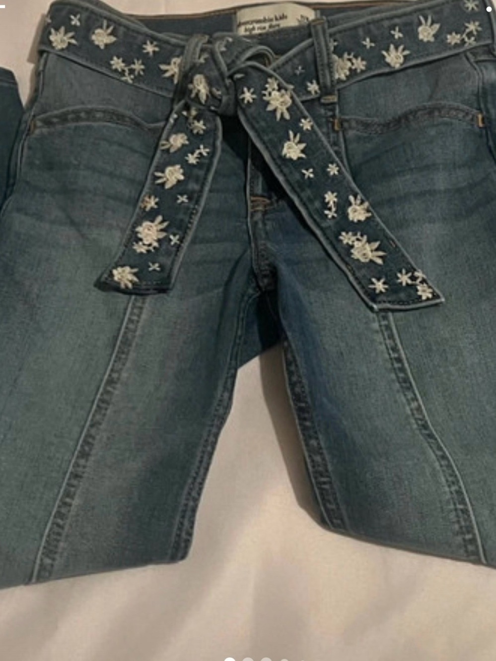 abercrombie kids Blue Embroidered-Belt Jeans